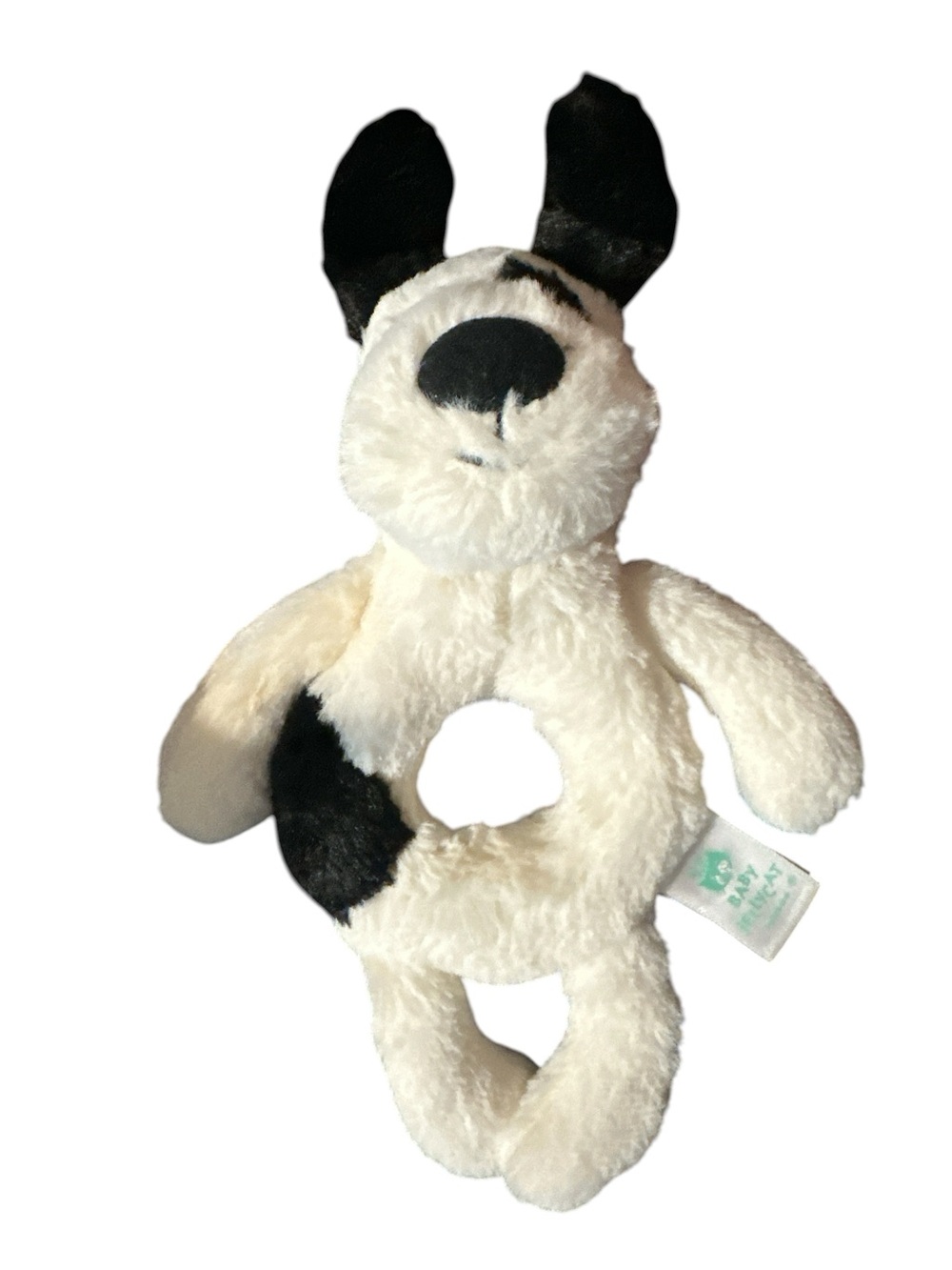 Jellycat Cream & Black Plush Dog Ring Toy